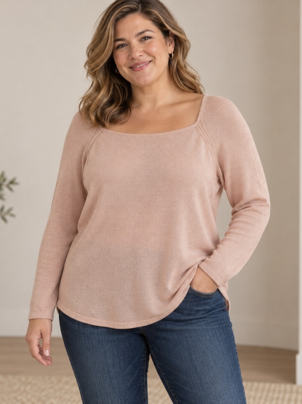 Jones New York Blush Pink Lightweight Knit Sweater XL